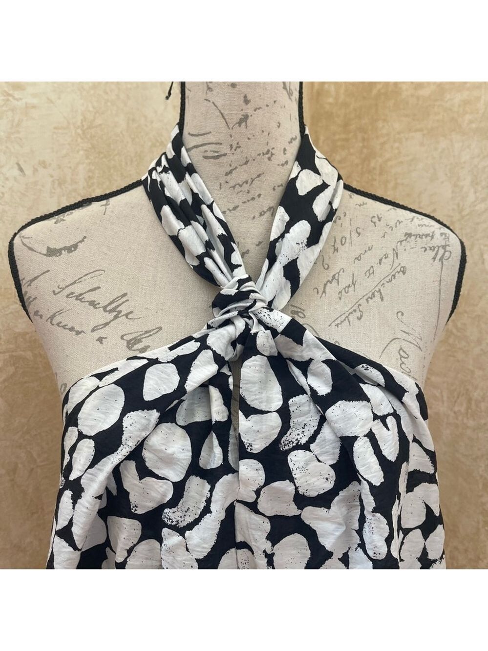 Mango Monochrome Floral Halter Mini Swing Dress Sz 10 Resortwear, Beach Club - Picture 10 of 15